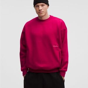 Men’s embroidered big cozy crew sweatshirt (S) red / pink NWT